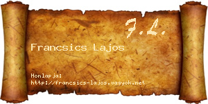 Francsics Lajos névjegykártya